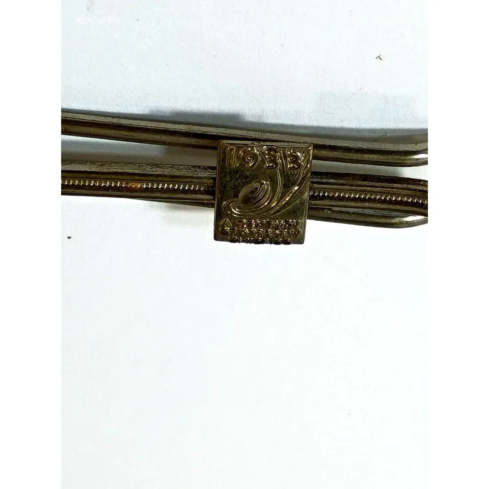 Vintage 1988 Commemorative Gold Tone Tie Bar – Men's Retro Tie Clip Badge